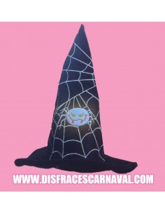 Gorro de bruja con telaraña de luz led