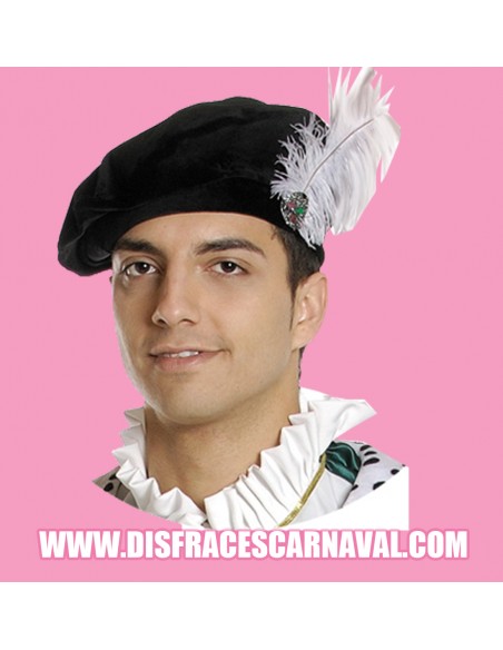 Gorra con pluma, paje,..