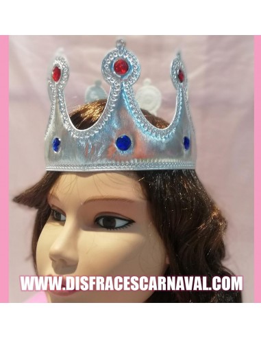 CORONA REY TELA LAME "PLATA" DIAMANTE CON PIEDRAS