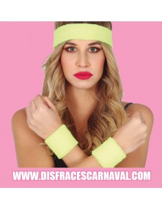 SET DEPORTE CINTA CABEZA Y 2 MUÑEQUERAS NEON 2