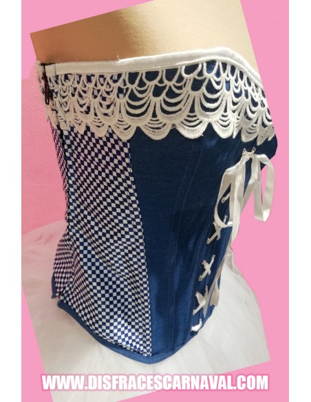 CORPIÑO / CORSET VAQUERO Y CUADRITOS AZ GUIPUR BL