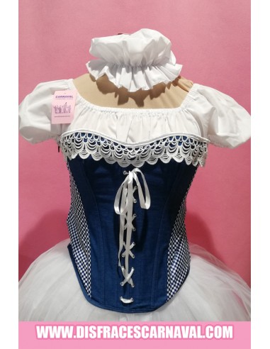 CORPIÑO / CORSET VAQUERO Y CUADRITOS AZ GUIPUR BL
