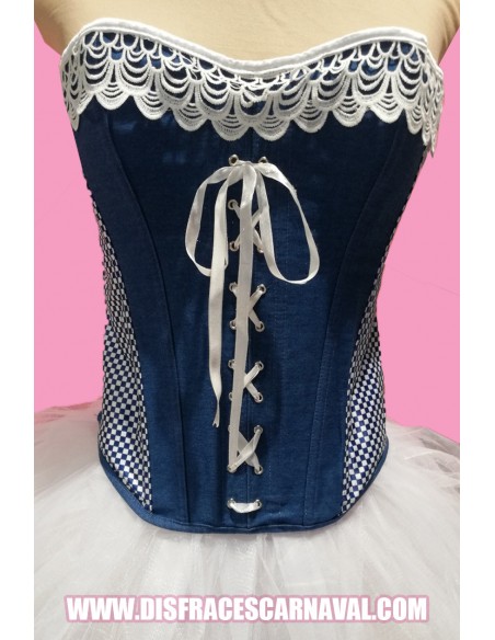 CORPIÑO / CORSET VAQUERO Y CUADRITOS AZ GUIPUR BL