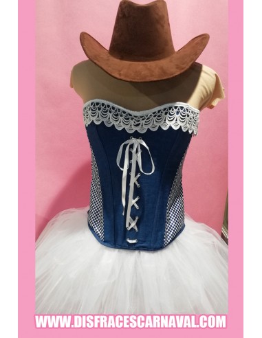 CORPIÑO / CORSET VAQUERO Y CUADRITOS AZ GUIPUR BL