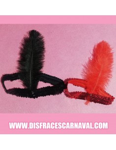 TOCADO CHARLESTON CINTA LENTEJUELAS + PLUMA AVESTRUZ