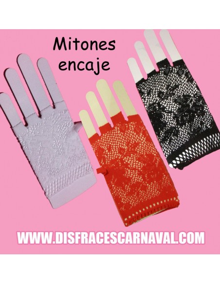 Guantes Mitones Cortos Encaje