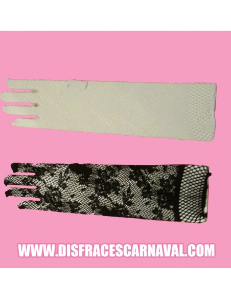 Guantes Ad Largo 35cm Encaje Bl/Ng