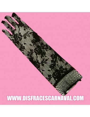 Guantes Ad Largo 35cm Encaje Bl/Ng