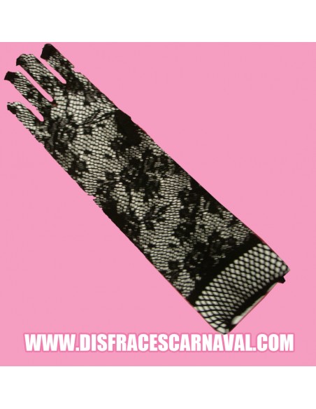 Guantes Ad Largo 35cm Encaje Bl/Ng