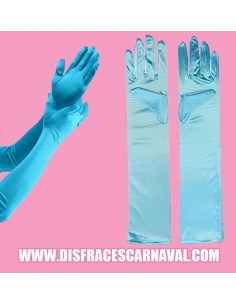 PAR GUANTES LARGOS RASO LICRADO AZUL 40cm