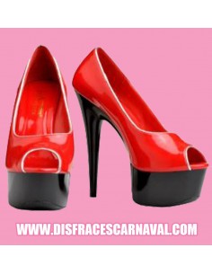 ZAPATO TACON ROJO PLATAFORMA PEEP TOE