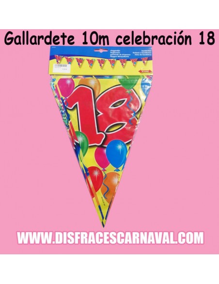 BANDERINES GALLARDETE 10m NUMEROS CUMPLEAÑOS 18,30,...