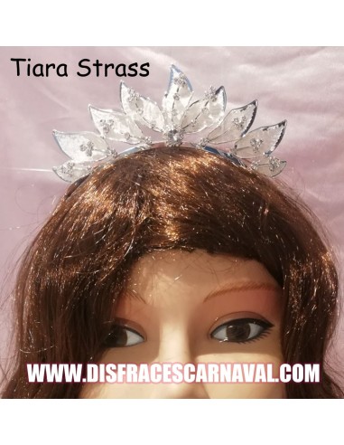 TIARA METALICA BRILLANTES 14x8cm HOJAS