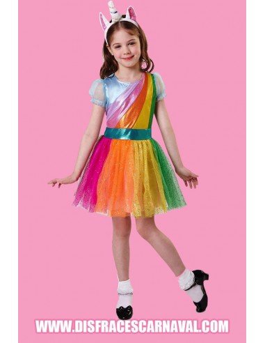 UNICORNIO VESTIDO ARCO IRIS 10-12años