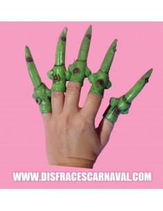 SET 5 UÑAS BRUJA VERDES LATEX PARA METER LOS DEDOS