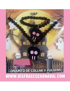 COLLAR Y PULSERA BOLITAS CON CALAVERA