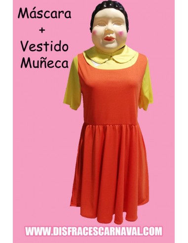 MUÑECA EL JUEGO DEL CALAMAR, VESTIDO + MASCARA