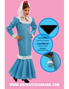 MADRILEÑA VESTIDO AZ-BL + PAÑOLETA 10-12 años
