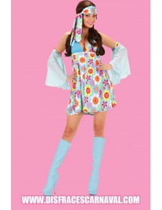 HIPPIE GIRL VESTIDO CELESTE AL CUELLO
