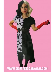 CRUELA VESTIDO CON COLA + GUANTES
