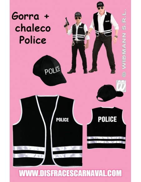 CHALECO + GORRA POLICIA Adulto