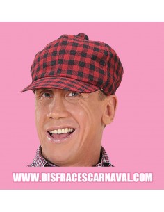 GORRA ROJA DE CUADROS PAYASO FOFITO, GOLFISTA,...
