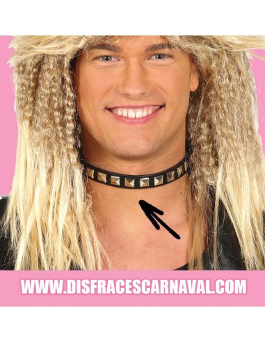 GARGANTILLA PUNK ROCK NEGRA CUERO CON TACHAS