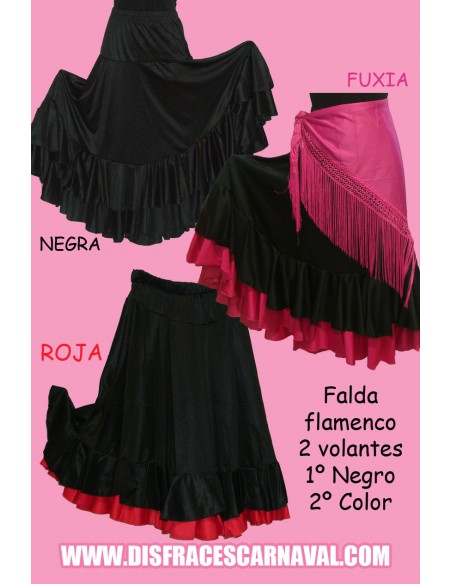 Falda Flamenco Negra 2 volantes
