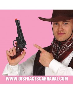 REVOLVER NEGRO CULATA MARRON 28cm