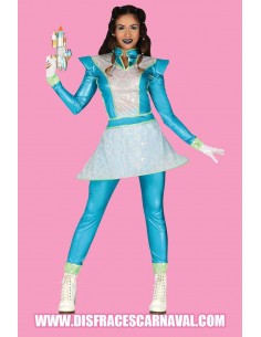 CHICA ESPACIAL LAME TURQUESA Y PLATA AD