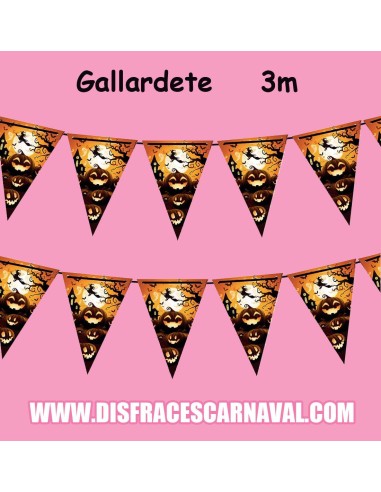 GALLARDETE ESTAMPADO CALABAZAS 3m
