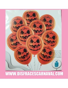 BOLSA 10 GLOBOS CALABAZA LATEX NARANJAS