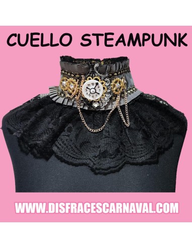 CUELLO STEAMPUNK CON RELOJ Y ENGRANAJES