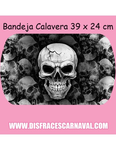 BANDEJA RECTANGULAR ESTAMPADO CALAVERAS BL-NG 32cm