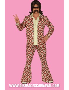 TRAJE HOMBRE 70s ROMBOS NARANJAS AD