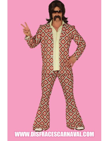 TRAJE HOMBRE 70s ROMBOS NARANJAS AD