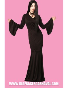 VESTIDO NG ESCOTE PICO MORTICIA,BRUJA,..AD
