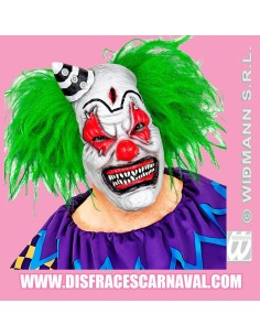 PAYASO TERROR PELO VERDE Y GORRITO LATEX