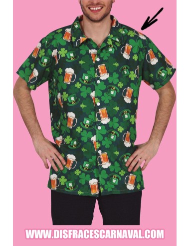 CAMISA DÍA SAN PATRICIO VERDE ESTAMPADA