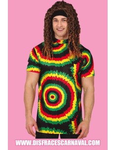 CAMISETA RASTAFARI JAMAICANO ESTAMPADO TYE DYE