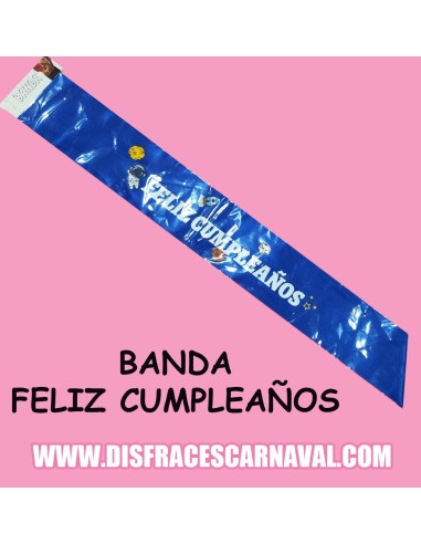 BANDA FELIZ CUMPLEAÑOS AZUL CON DIBUJILLOS