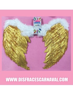 ALAS DE ANGEL PLUMAS ORO Y MARABU BLANCO