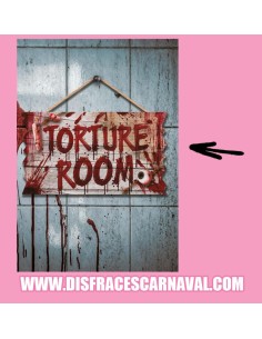 CARTEL MADERA TORTURE ROOM 35x20cm