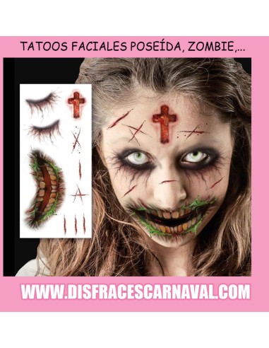 TATUAJES FACIALES POSEIDA, ZOMBIE,...