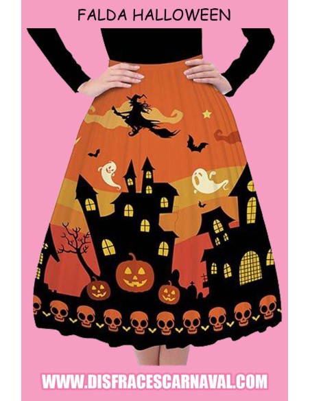 FALDA HALLOWEEN NARANJA BRUJA