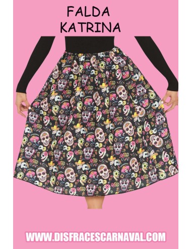 FALDA HALLOWEEN CALAVERAS KATRINA