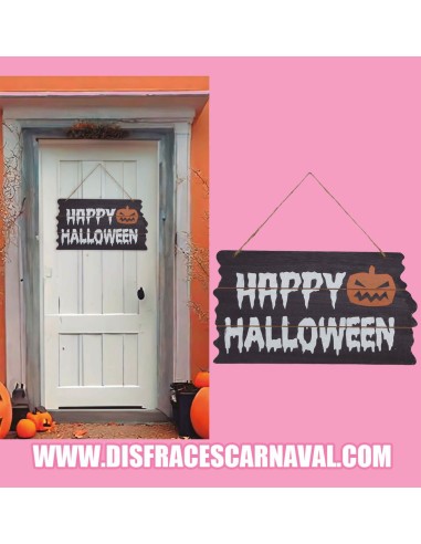 CARTEL HAPPY HALLOWEEN MADERA 34x19cm