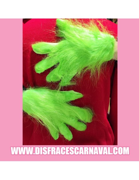 GUANTES EL GRINCH PELO VERDE ADULTO