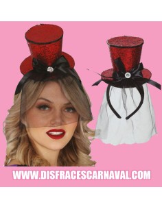 TOCADO MINICHISTERA ROJA BRILLOS CABARET