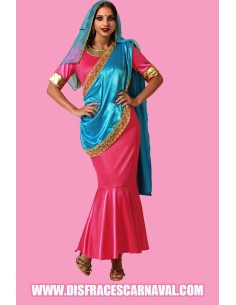 HINDÚ VESTIDO FUXIA Y MANTO TURQUESA BOLLYWOOD